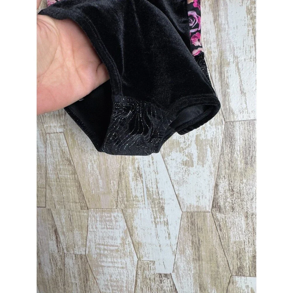 Justice Girls Size 10 Dance Gymnastics Leotard Jumpsuit Velvet STRETCH‎